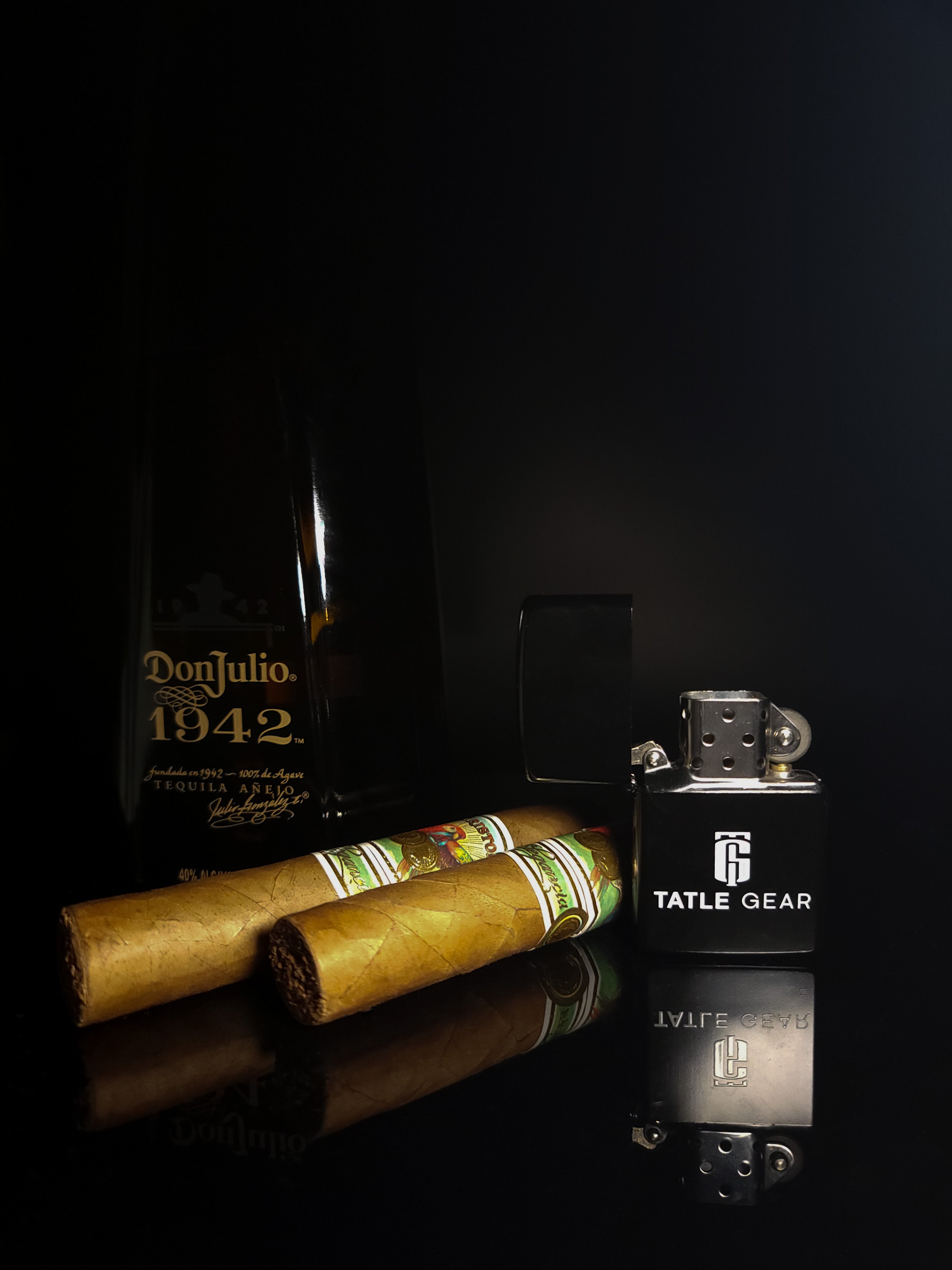 The Tatle Gear Lighter With CIgars And Tequila